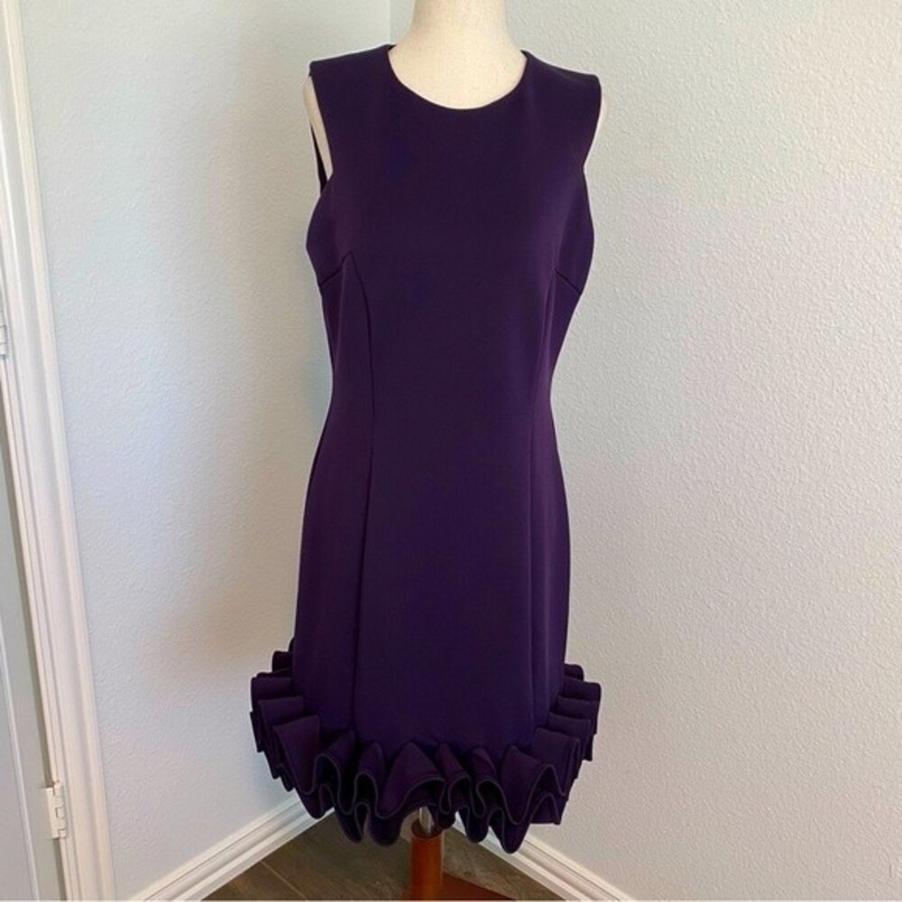 NWOT  RSVP Purple Ruffle Dress Sexy Party Holiday Sleeveless Size 8
